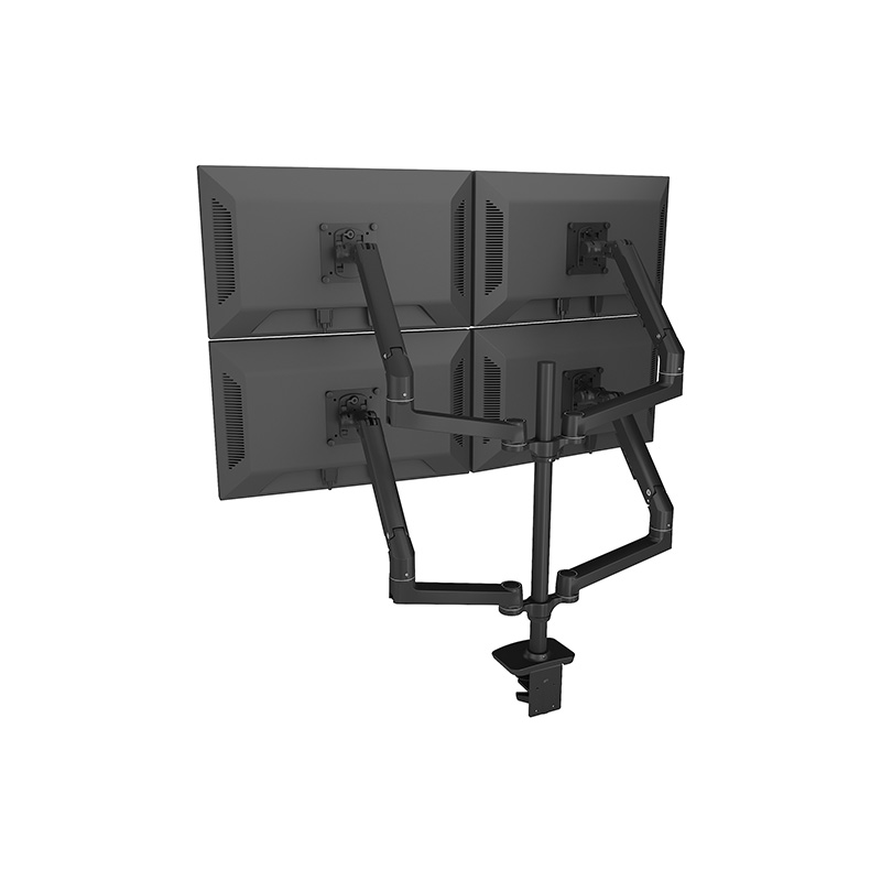 Mechanical Spring Four Quad Monitor Arm Column Desk Mount