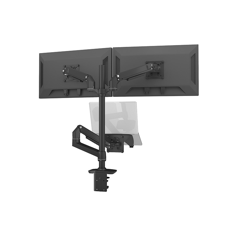 Triple Monitor Arm Desktop Stand with Laptop Tray Stand