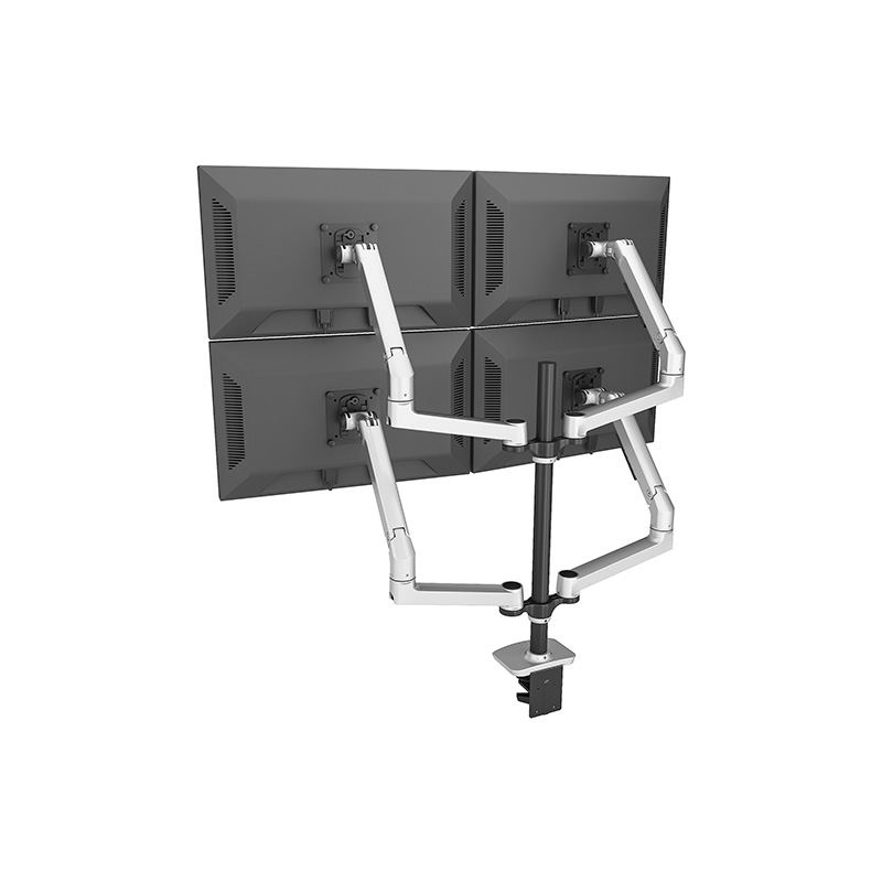 Mechanical Spring Four Quad Monitor Arm Column Desk Mount