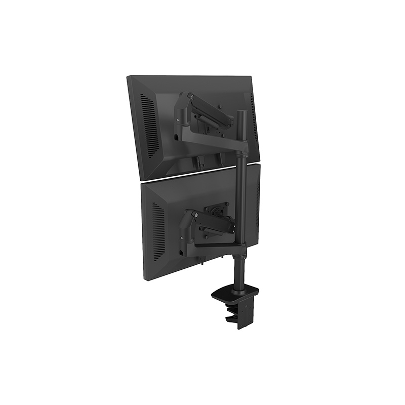 Black or White Mechanical Spring Vertical Dual Monitor Arm