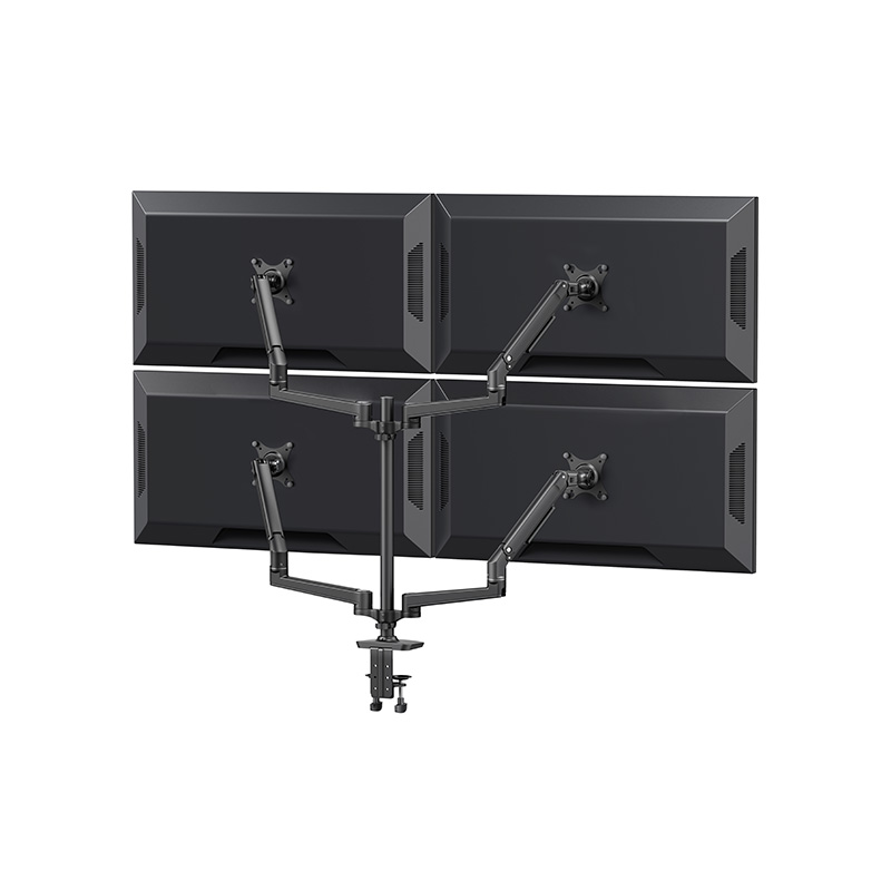 Mechanical Spring Four Quad Monitor Arm Column Desk Mount