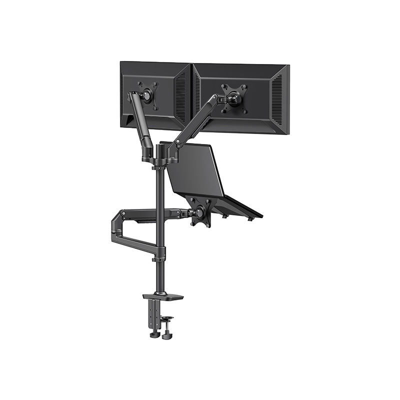 Triple Monitor Arm Desktop Stand with Laptop Tray Stand
