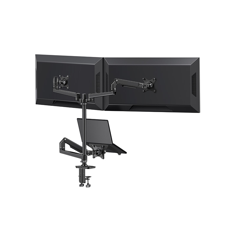 Triple Monitor Arm Desktop Stand with Laptop Tray Stand