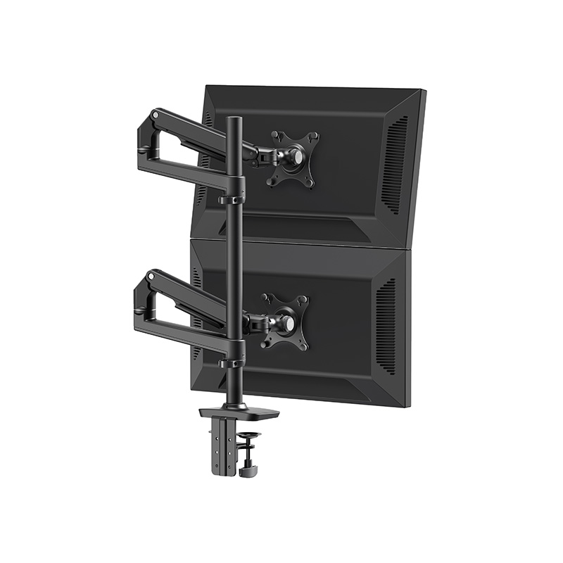 Black or White Mechanical Spring Vertical Dual Monitor Arm